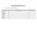 Minimalist weekly planner printable